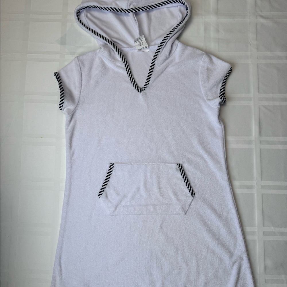 Snapper Rock White and Blue Hooded Swim Coverup